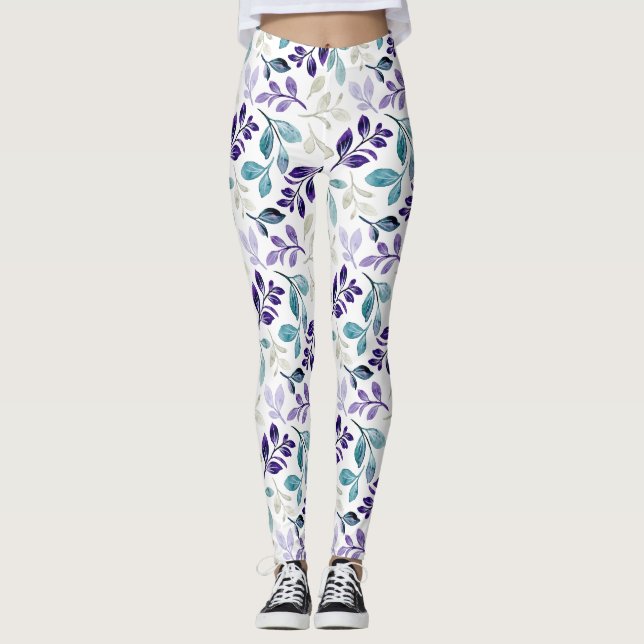  Harmonisches Wasserfarben-Blattdesign  Leggings (Vorderseite)