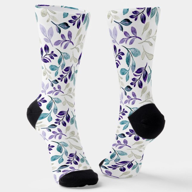  Harmonisches Wasserfarben-Blattdesign  Socken (Gewinkelt)