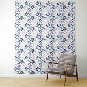 Harmonisches Wasserfarben-Blattdesign Wandteppich