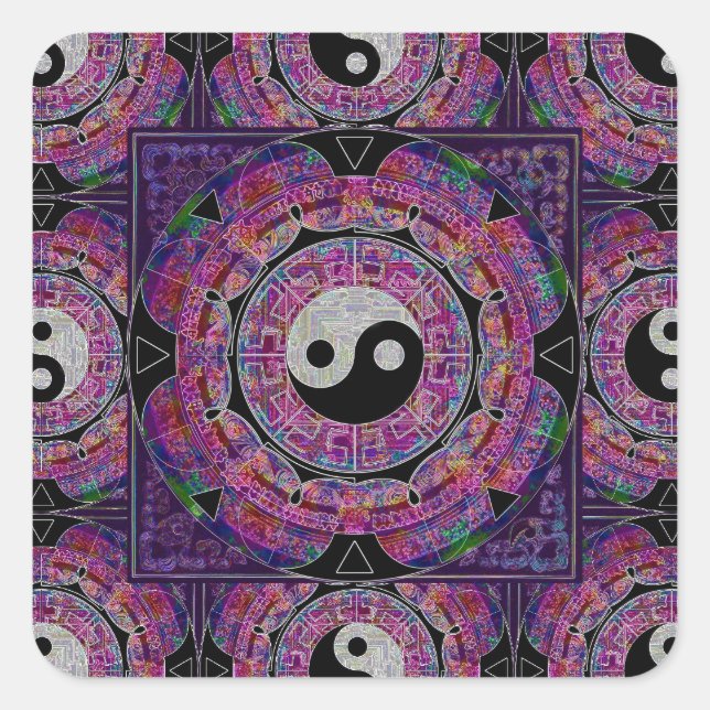 Harmony & Balance Lila Mandala Quadratischer Aufkleber (Vorderseite)