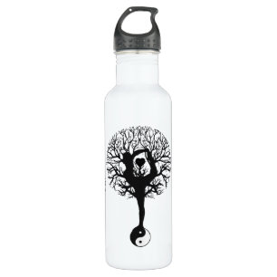 Harmony & Balance Yin Yang Tree of Life Edelstahlflasche