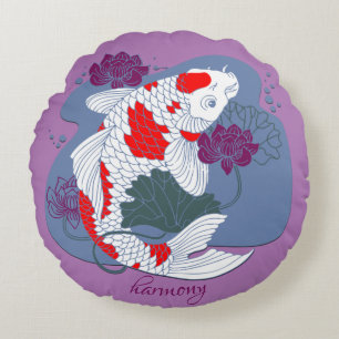 "Harmony" mit Koi Akzent Rundes Kissen