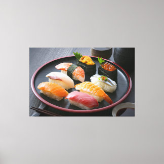  Harmony of Sushi on a Traditional Black Plate - C Leinwanddruck