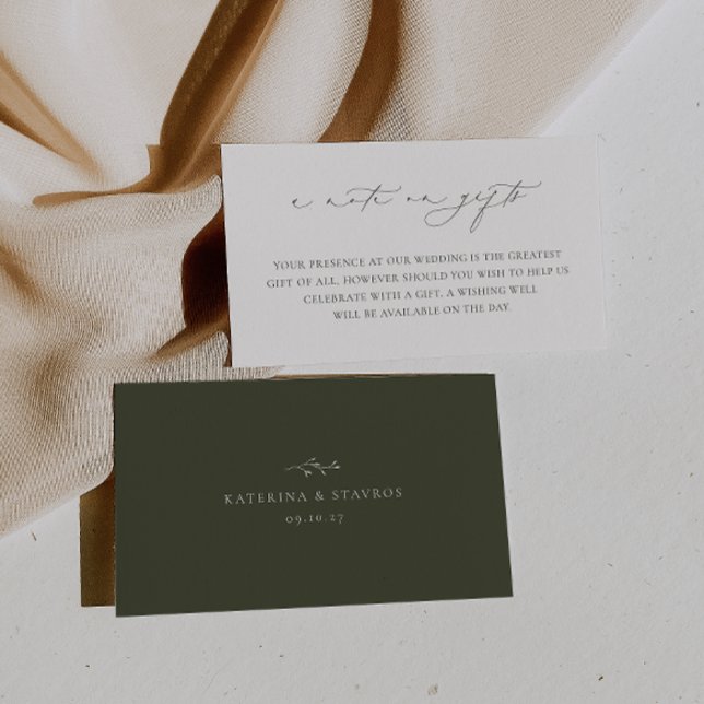 HARMONY Olive Green Wedding A Note on Gifts Begleitkarte (Von Creator hochgeladen)