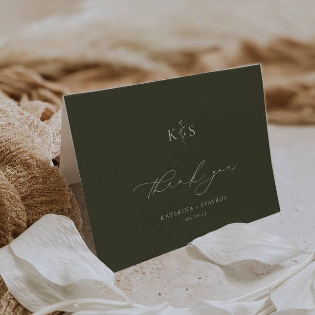 HARMONY Olive Green Wedding Foto Dankeskarte (Von Creator hochgeladen)