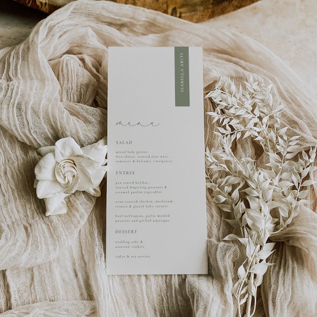 HARMONY Sage Green Modern Wedding Menu Platzkarte Menükarte (Von Creator hochgeladen)