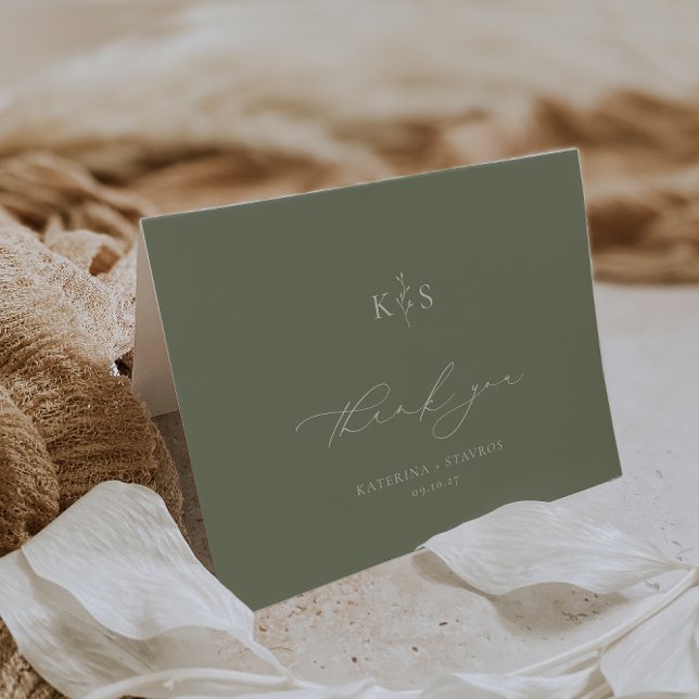 HARMONY Sage Green Wedding Foto Dankeskarte (Von Creator hochgeladen)