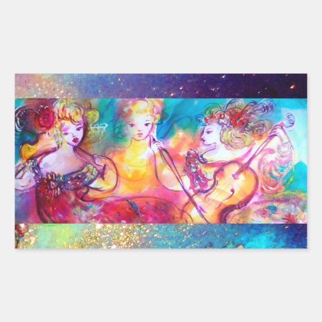 HARMONY TRIO MUSIC CONCERT WRAPPING PAPIER RECHTECKIGER AUFKLEBER (Vorderseite)