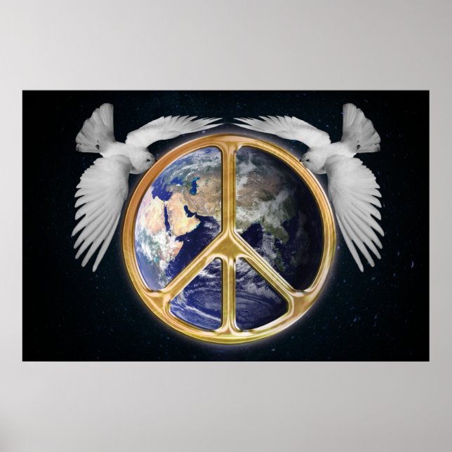 Harmony World Peace Globe World Earth Dove Poster (Devant)