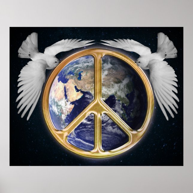 Harmony World Peace Globe World Earth Dove Poster (Devant)