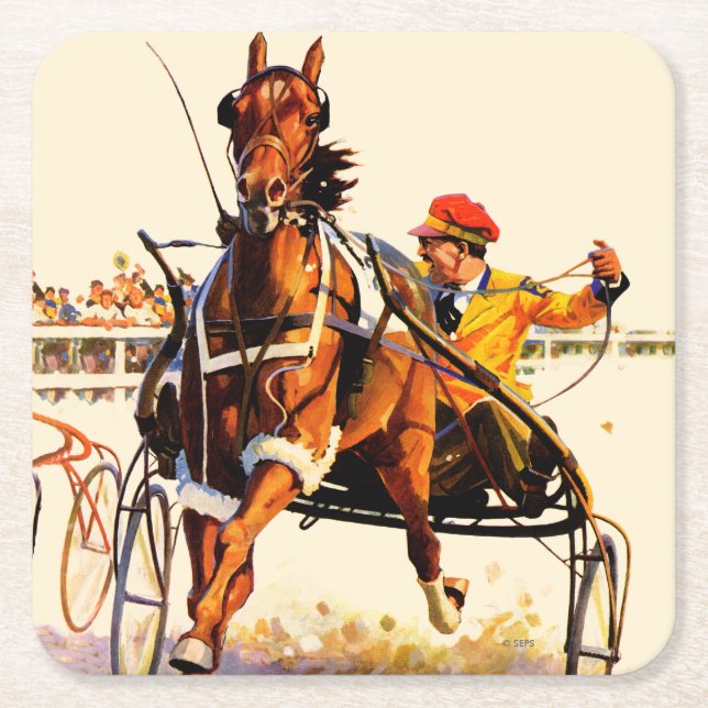 Harness Race Rechteckiger Pappuntersetzer (Vorderseite)
