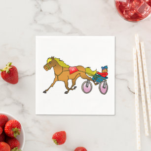 Harness Racing Pferd und Fahrer Serviette