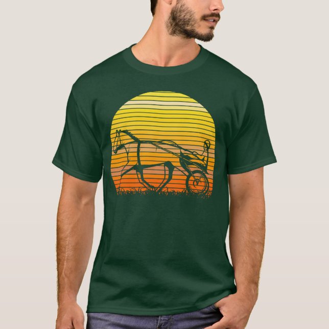 Harness Racing Race Pferde Sunset Silhouette Rettr T-Shirt (Vorderseite)