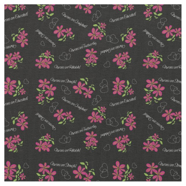 Harnstoff Feminine Blume Schwarz Stoff (Nahaufnahme)