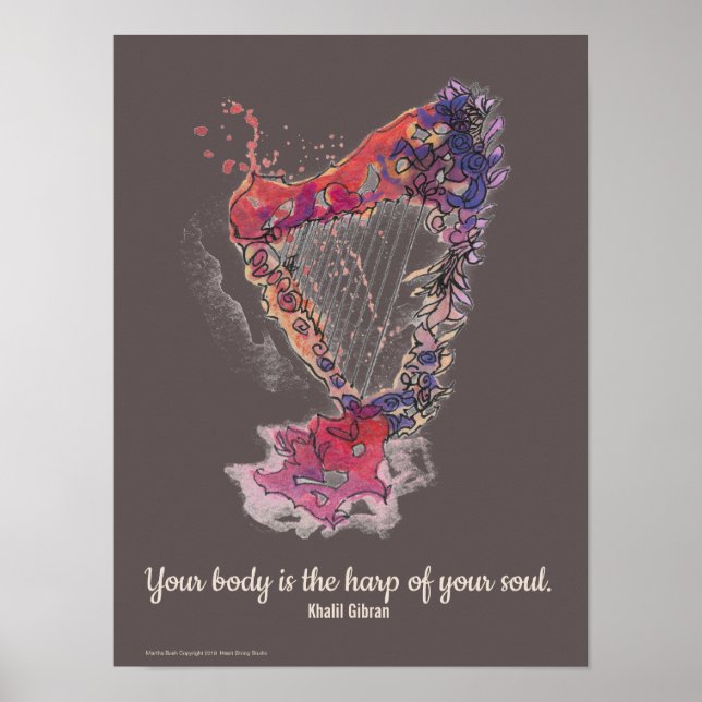 Harp Art Poster Khalil Gibran Quote (Vorne)