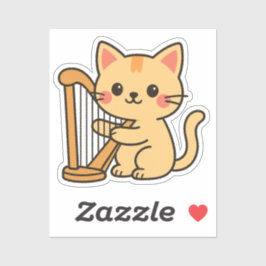 Harp Cat Fantasy Art Aufkleber