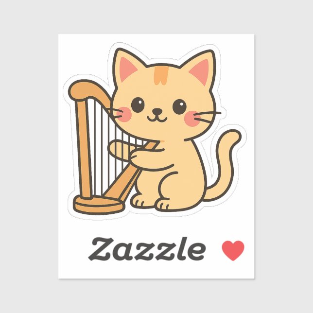 Harp Cat Fantasy Art Aufkleber (Blatt)