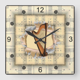 Harp ~ Durchbrechen ~ Seltsame Noten ~ Quadratische Wanduhr