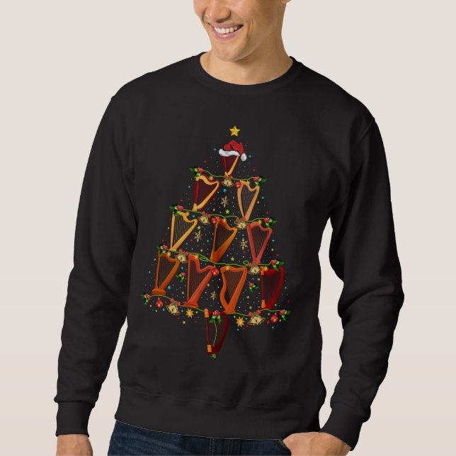 Harp Music Lover Xmas Weihnachtsmannmütze Harp Wei Sweatshirt (Vorderseite)