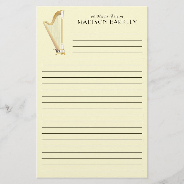 Harp Musician Music Teacher Briefpapier (Vorderseite)