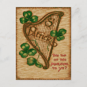 Harp of Erin Shamrock Top of The Morning Postkarte