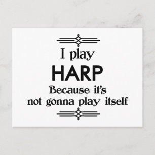 Harp - Play Itself Funny Deko Music Postkarte