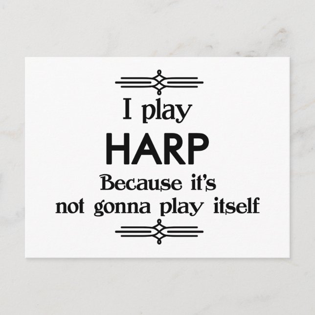 Harp - Play Itself Funny Deko Music Postkarte (Vorderseite)