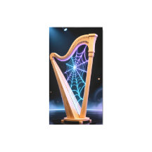 harp strings transform into a shimmering spiderweb
