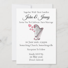 Harp Wedding Invitation Harpist String Musicians Einladung