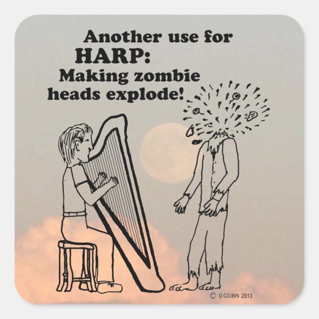 Harp Zombie Explode Square Sticker (Vorderseite)