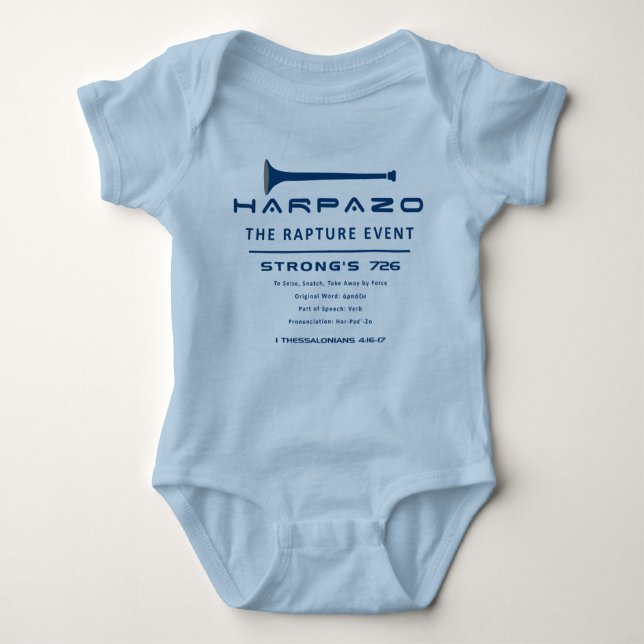 Harpazo Rapture Event Baby Strampler (Vorderseite)