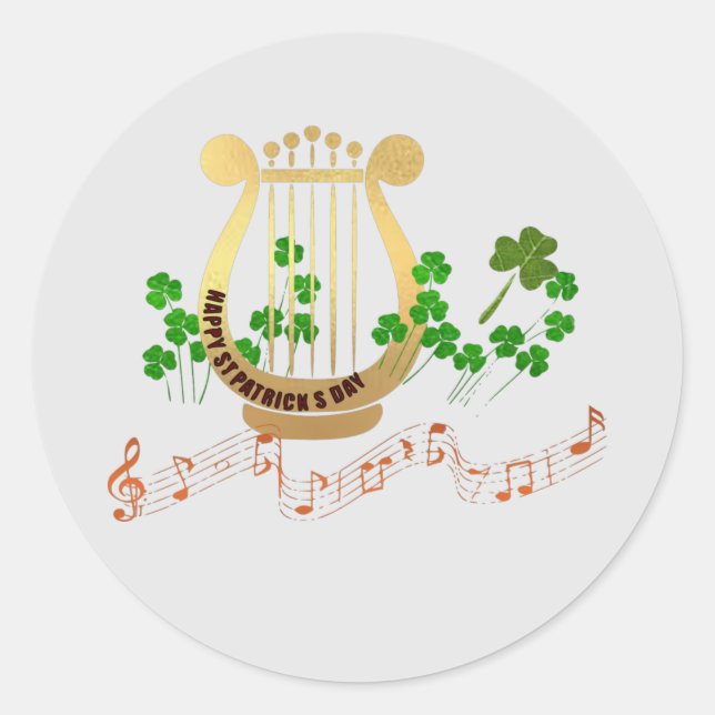Harpe dorée, autocollant St. Patrick (Devant)