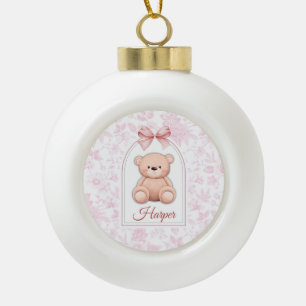 Harper Benutzerdefiniertes rosa Teddy-Bär-Kinder Keramik Kugel-Ornament