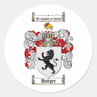 HARPER-FAMILIENWAPPEN - HARTKOSTEN VON WAFFEN RUNDER AUFKLEBER