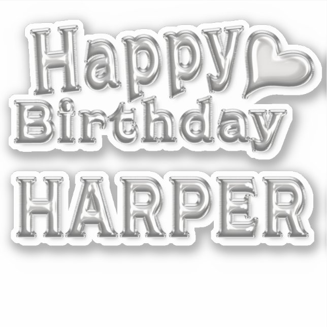 Harper Happy Birthday silver Aufkleber Sticker (Vorderseite)