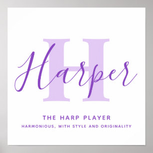 Harper Name bedeutet lila Text personalisiert Poster