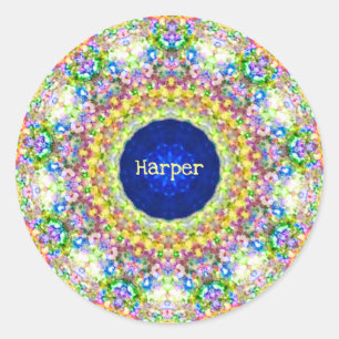 HARPER ~ Sweet Floral Pattern ~ Personalisiert Runder Aufkleber