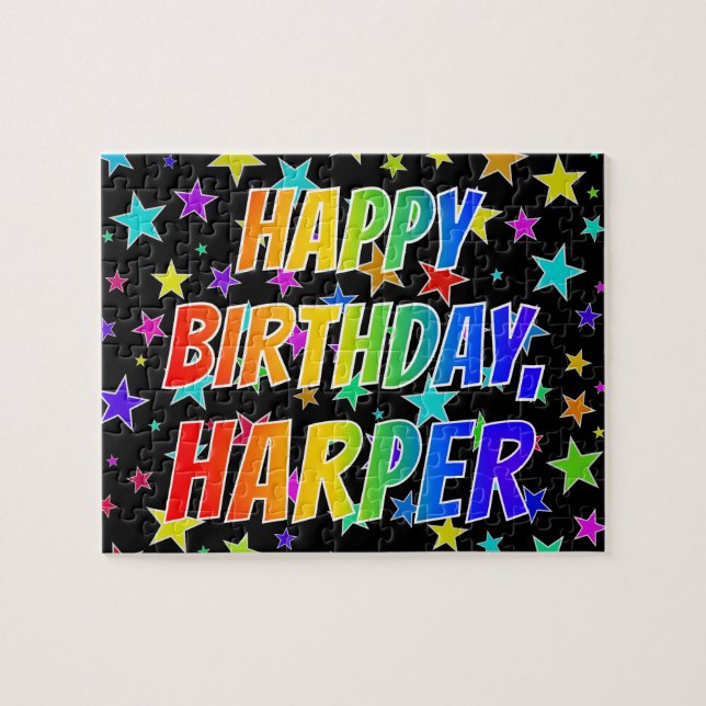 "HARPER" Vorname, Spaß "GLÜCKLICHER GEBURTSTAG" (Horizontal)
