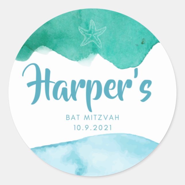 Harpers Bat Mitzvah Runder Aufkleber (Vorderseite)