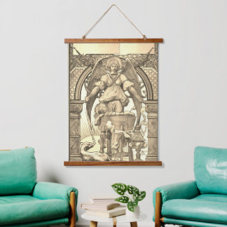 Harper's Bazaar Weihnachten 1889 Vintages Tapestry Wandteppich Mit Holzrahmen