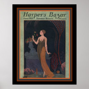 Harper's Bazar- Barbier 1914 Déco Couverture 16 x 