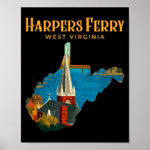 Harpers ferry Landschaft West Virginia Karte Retro Poster
