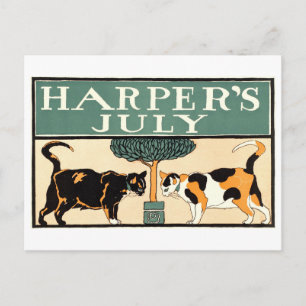 Harper's Titelblatt Juli 1898 mit Katzen Postkarte