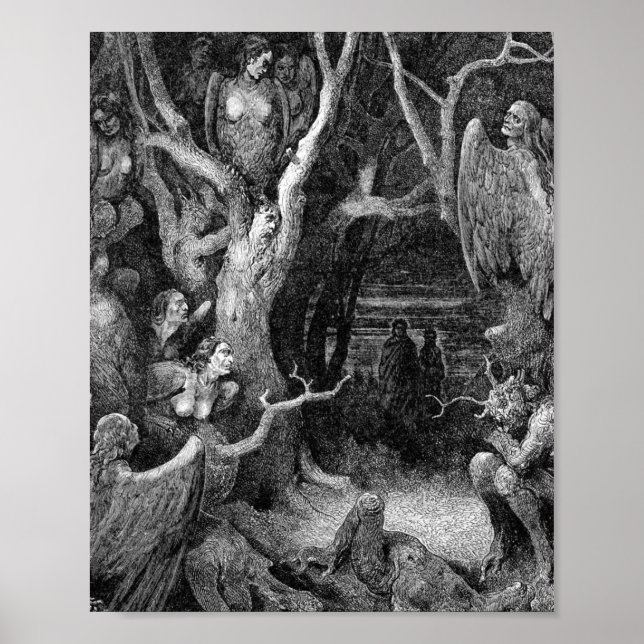 Harpies im Wald von Suiziden Gustave Dore Poster (Vorne)