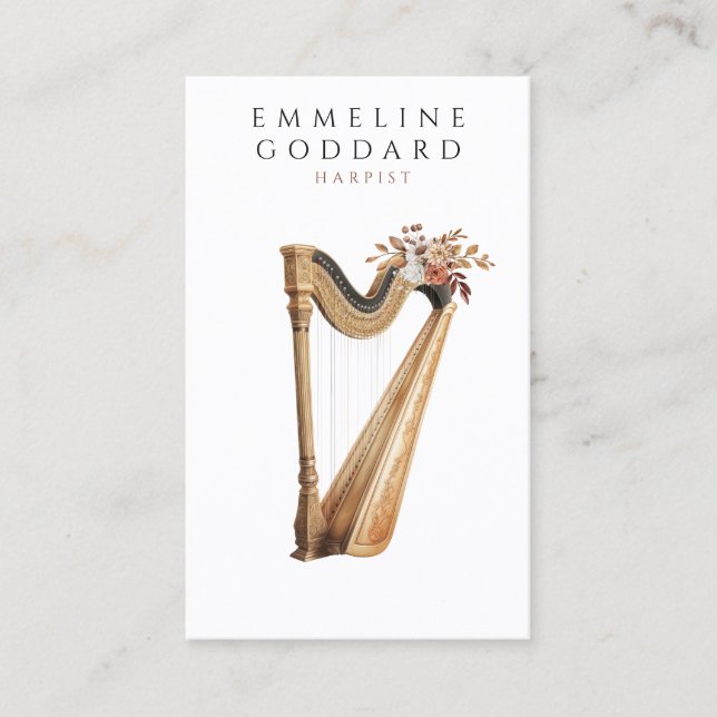 Harpist Harp Musician Teacher Visitenkarte (Vorderseite)