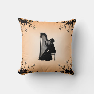 Harpist Music Silhouette American Mojo Throw Pillo Kissen
