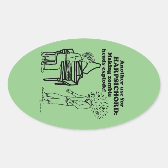 Harpsichord Zombie Explode Oval Sticker (Vorderseite)