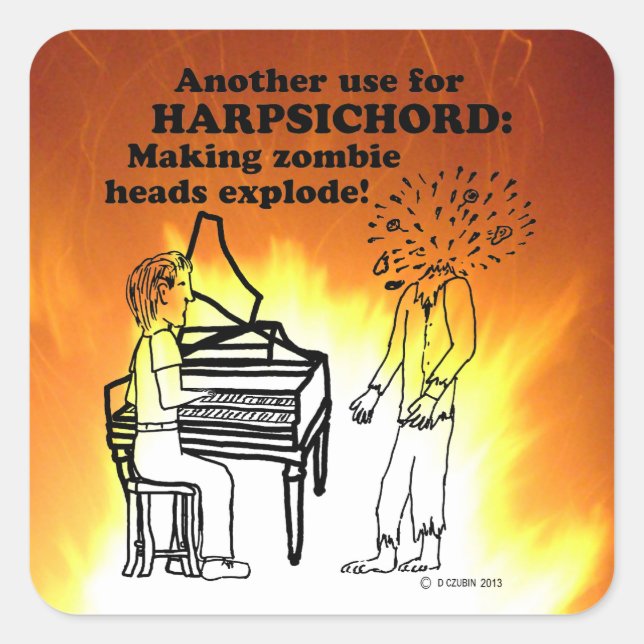 Harpsichord Zombie Explode Square Sticker (Vorderseite)