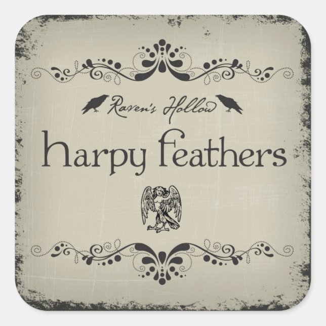 Harpy Feathers Halloween Jar Sticker Label (Vorderseite)