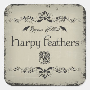 Harpy Federn Halloween-Glas-Aufkleber-Etikett Quadratischer Aufkleber